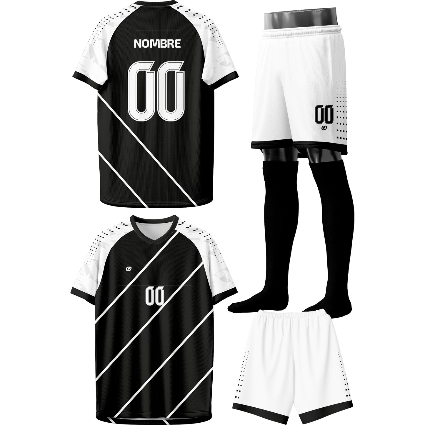 UNIFORME DE FÚTBOL BLACK AND WHITE (49)