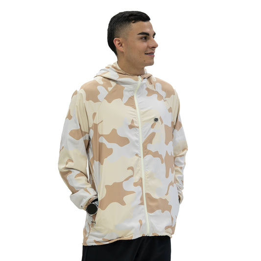 ROMPEVIENTOS DEPORTIVA TEXTURA CAMUFLADA BEIGE